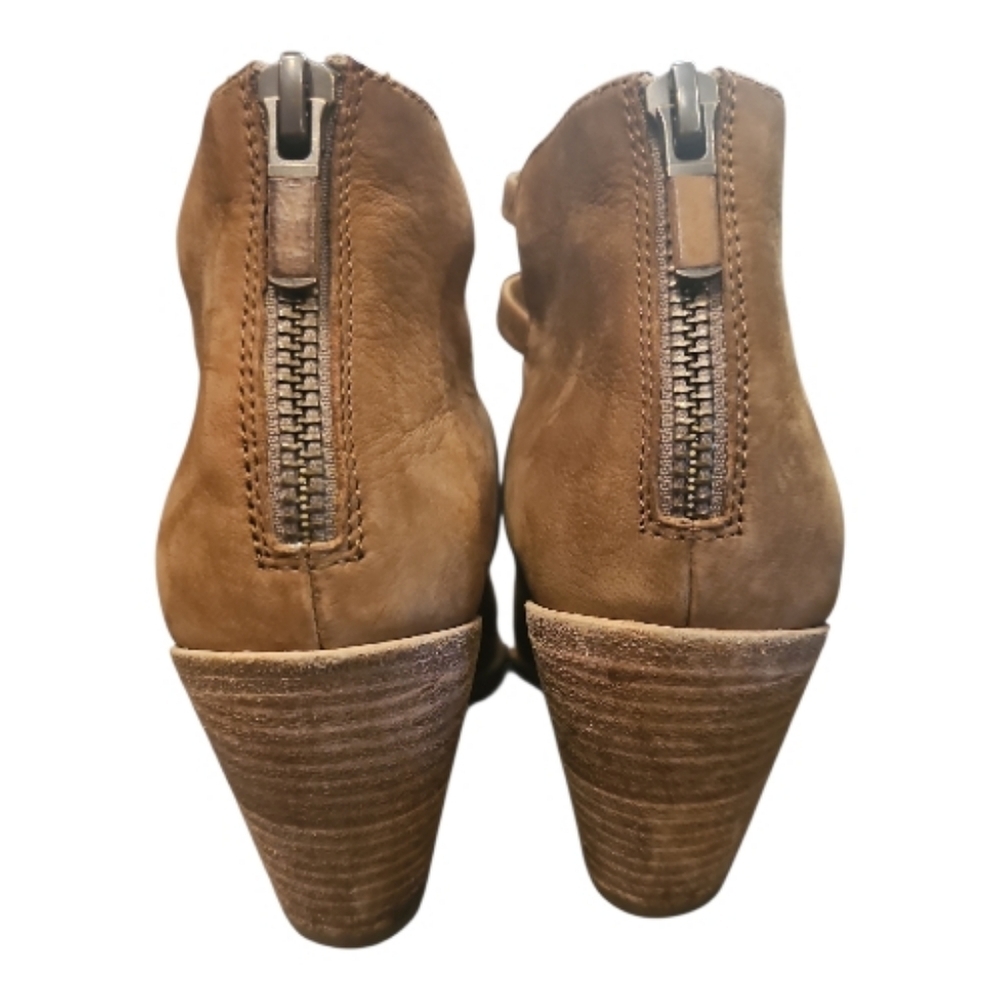 Eileen Fisher SZ 5.5 James Nubuck Strappy 3" Block Heel Peep Toe Back Zip Shoes - Picture 4 of 9